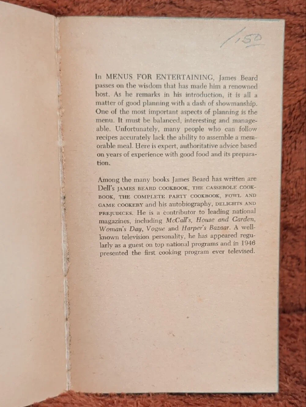 James Beard's Menus For Entertaining - ( Paperback )